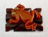 BP272 bakelite frog on wood log pin